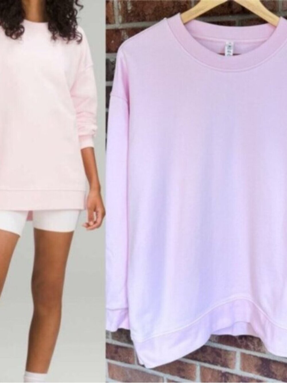 Lululemon  ^ Perfectly Oversized Crew Cotton  Terry  sweatshirt  Pink 2022 EUC
